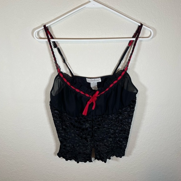 Maidenform Vintage Black & Red Velvet Y2K camisole - Picture 2 of 7